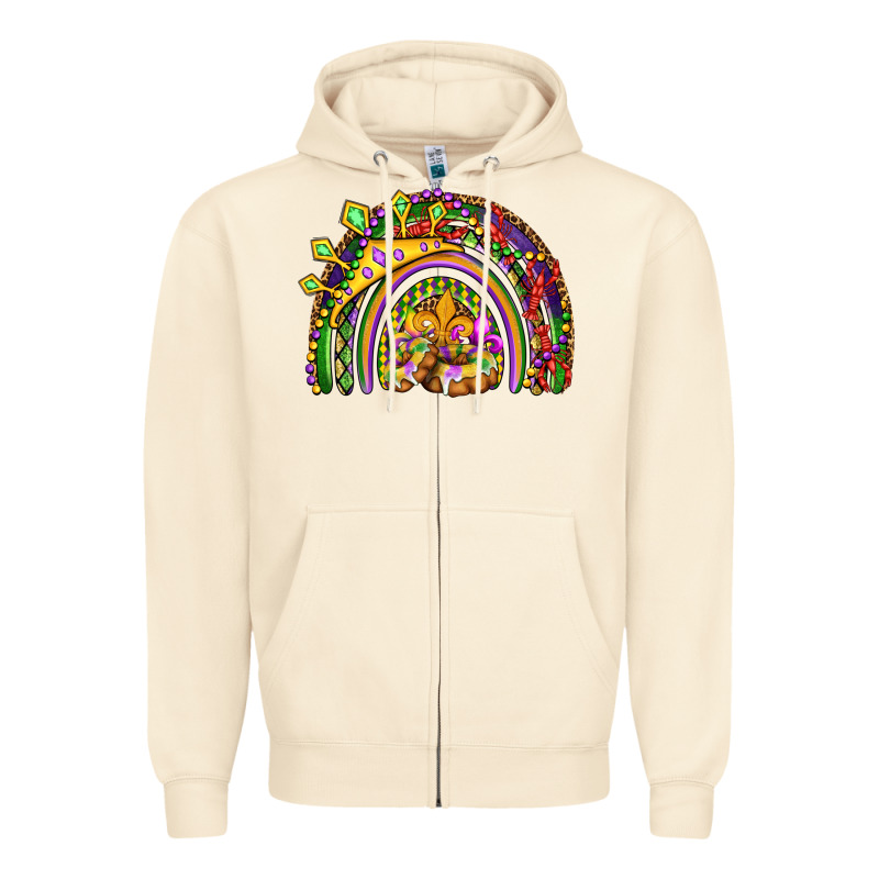 Mardi Gras Rainbow Zipper Hoodie by OliviaCreatesArt | Teevron