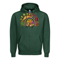 Sports Green mardi gras rainbow Zipper Hoodie - OliviaCreatesArt
