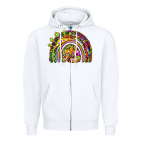 White mardi gras rainbow Zipper Hoodie - OliviaCreatesArt