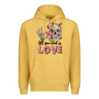 Antique Gold Skull all you need is love Premium Hoodie - FaDigitalArtStudio