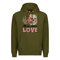 Army Green Skull all you need is love Premium Hoodie - FaDigitalArtStudio