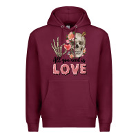 Burgundy Skull all you need is love Premium Hoodie - FaDigitalArtStudio