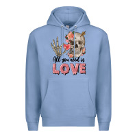 Colony Blue Skull all you need is love Premium Hoodie - FaDigitalArtStudio