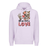 Lilac Skull all you need is love Premium Hoodie - FaDigitalArtStudio