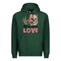 Sports Green Skull all you need is love Premium Hoodie - FaDigitalArtStudio