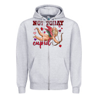 Heather Grey not today cupid Zipper Hoodie - OliviaCreatesArt