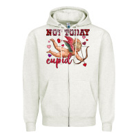 Oatmeal Heather not today cupid Zipper Hoodie - OliviaCreatesArt
