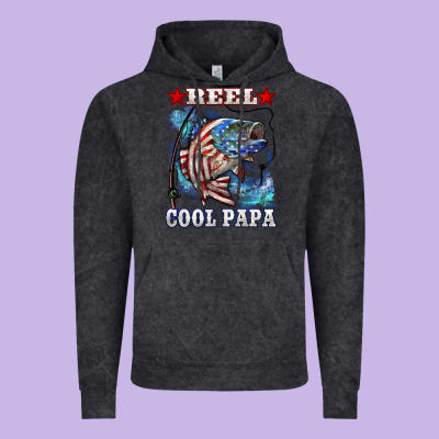 Reel Cool Papa American Flag Bass Fishing Vintage Hoodie Designed By Lillyallendesigns