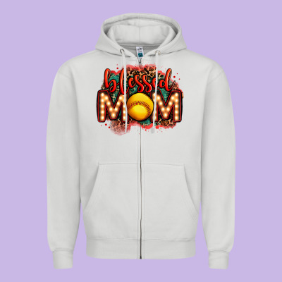 Blessed Softball Mom Lightbulb Letters Zipper Hoodie Designed By Oliviacreatesart