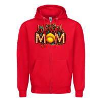 Red blessed softball mom lightbulb letters Zipper Hoodie - OliviaCreatesArt