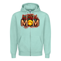 Seafoam blessed softball mom lightbulb letters Zipper Hoodie - OliviaCreatesArt