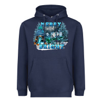 Navy merry and bright Heavyweight Hoodie - FaDigitalArtStudio