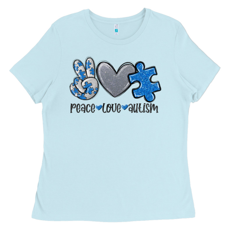 Peace Love Autism Ladies Tee by MaliasSmallBusiness | Teevron