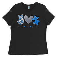 Black peace love autism Ladies Tee - MaliasSmallBusiness