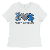 White peace love autism Ladies Tee - MaliasSmallBusiness