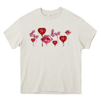 Cream love and  love balloons Heavy Core Tee - AdoDesignShop