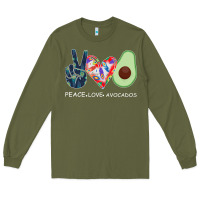 Army Green PEACE LOVE AVOCADOS Long Sleeve Tee - Bettercallsaul
