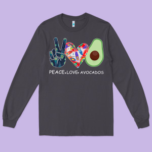 Peace Love Avocados Long Sleeve Tee Designed By Bettercallsaul