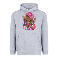 Heather Grey Cowboy Rabbit Easter Heavyweight Hoodie - BundleAndBundleShop