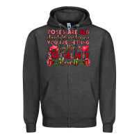 Charcoal Heather roses are red chocolates are brown Zipper Hoodie - OliviaCreatesArt