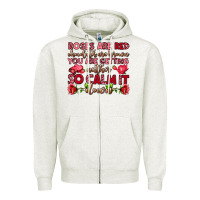 Oatmeal Heather roses are red chocolates are brown Zipper Hoodie - OliviaCreatesArt