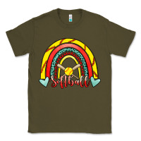 Army Green Softball Rainbow Classic Tee - RanaPortraitStore