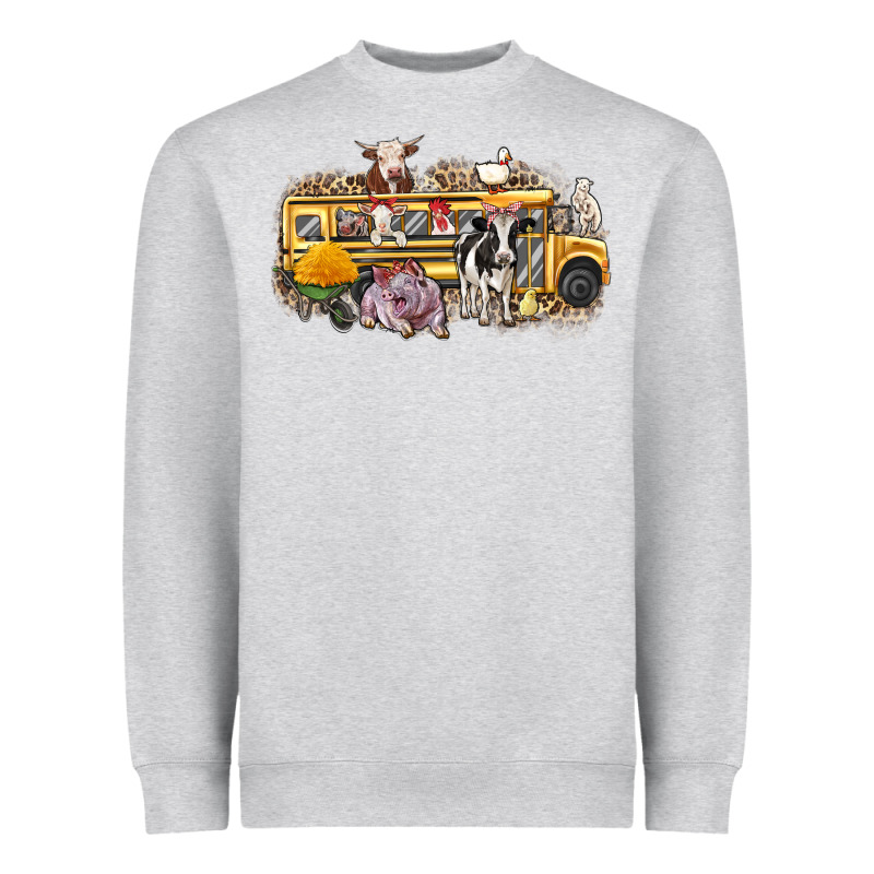 Farm Animals School Bus Heavyweight Sweatshirt by texasbilliewilder | Teevron