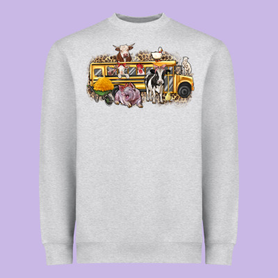 Farm Animals School Bus Heavyweight Sweatshirt Designed By Texasbilliewilder
