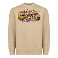 Mushroom farm animals school bus Heavyweight Sweatshirt - texasbilliewilder