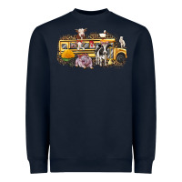 Navy farm animals school bus Heavyweight Sweatshirt - texasbilliewilder