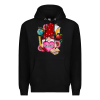 Black valentines day teacher gnome Premium Hoodie - RanaPortraitStore