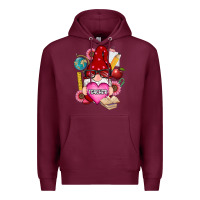 Burgundy valentines day teacher gnome Premium Hoodie - RanaPortraitStore