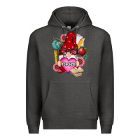 Charcoal Heather valentines day teacher gnome Premium Hoodie - RanaPortraitStore