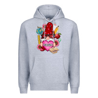 Heather Grey valentines day teacher gnome Premium Hoodie - RanaPortraitStore