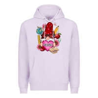 Lilac valentines day teacher gnome Premium Hoodie - RanaPortraitStore