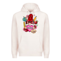 Pale Pink valentines day teacher gnome Premium Hoodie - RanaPortraitStore