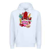 White valentines day teacher gnome Premium Hoodie - RanaPortraitStore