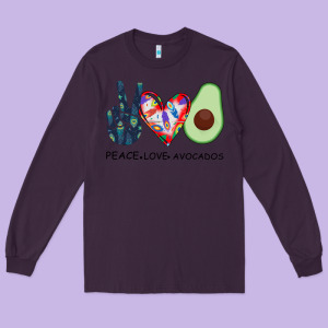Peace Love Avocados Long Sleeve Tee Designed By Bettercallsaul