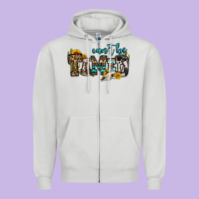 Can't Be Tamed Bull Skull Zipper Hoodie Designed By Oliviacreatesart