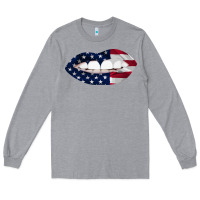 Heather Grey Lips American Flag Long Sleeve Tee - Bettercallsaul