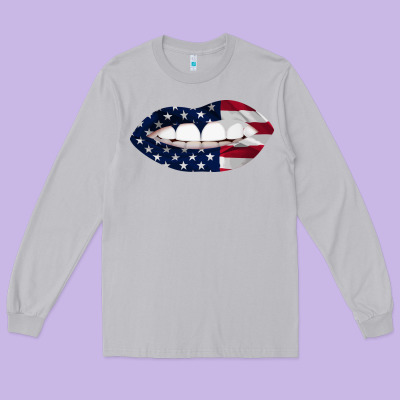 Lips American Flag Long Sleeve Tee Designed By Bettercallsaul