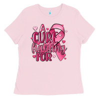 Bubblegum Pink a cure fighting for Ladies Tee - MaliasSmallBusiness
