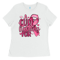 White a cure fighting for Ladies Tee - MaliasSmallBusiness