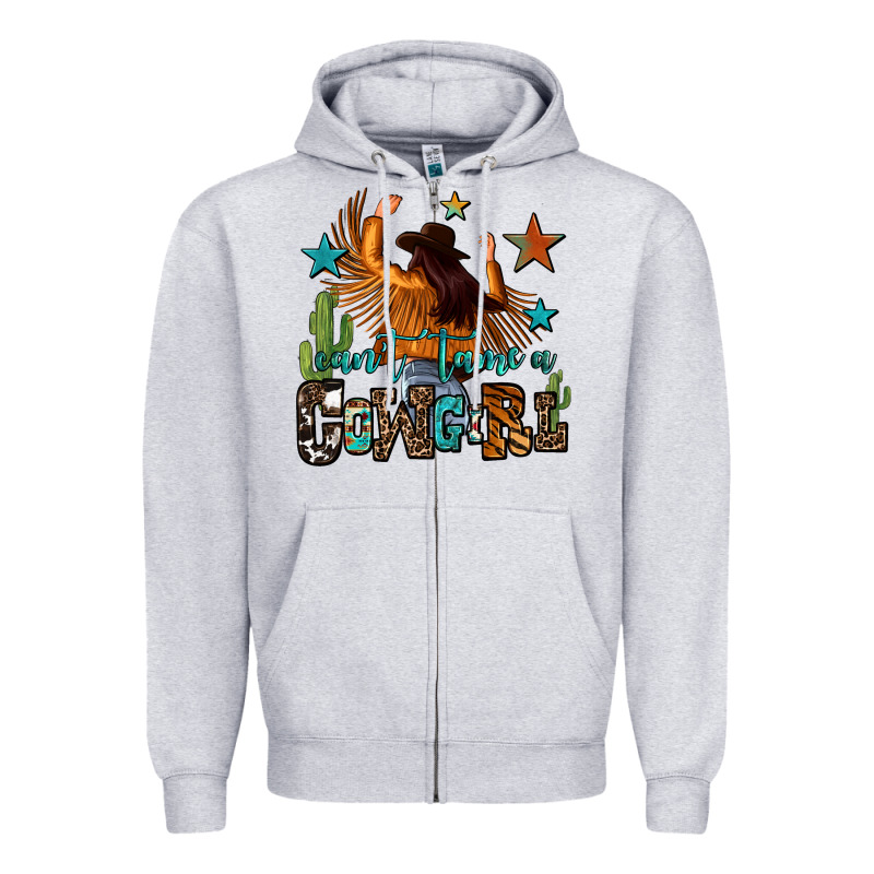 Can't Tame A Cowgirl Zipper Hoodie by OliviaCreatesArt | Teevron