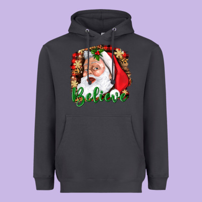 Believe And Santa Heavyweight Hoodie Designed By Bundleandbundleshop