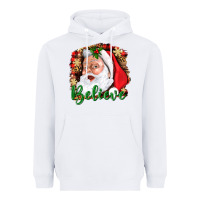 White Believe And Santa Heavyweight Hoodie - BundleAndBundleShop