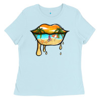 Baby Blue beach lips Ladies Tee - Jasminsmagicworld