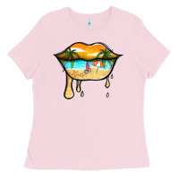 Bubblegum Pink beach lips Ladies Tee - Jasminsmagicworld