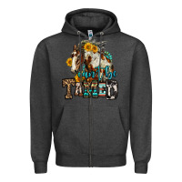 Charcoal Heather can't be tamed horse Zipper Hoodie - OliviaCreatesArt