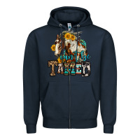 Navy can't be tamed horse Zipper Hoodie - OliviaCreatesArt